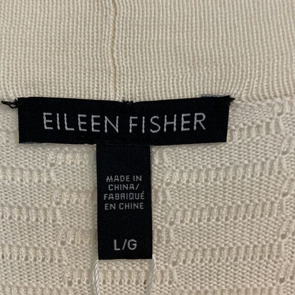 Eileen Fisher ivory silk and organic cotton simple cardigan large - Picture 5 of 8